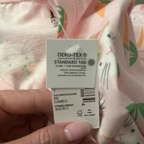NWT PJ PLACE 100% Cotton 2 Piece Pajama Sleepwear Set Pink Bunnies Easter XXL - Picture 7 of 8